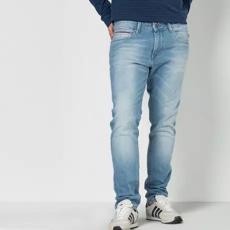 TOMMY JEANS Jeans, Tapered Fit  Bleached Blau