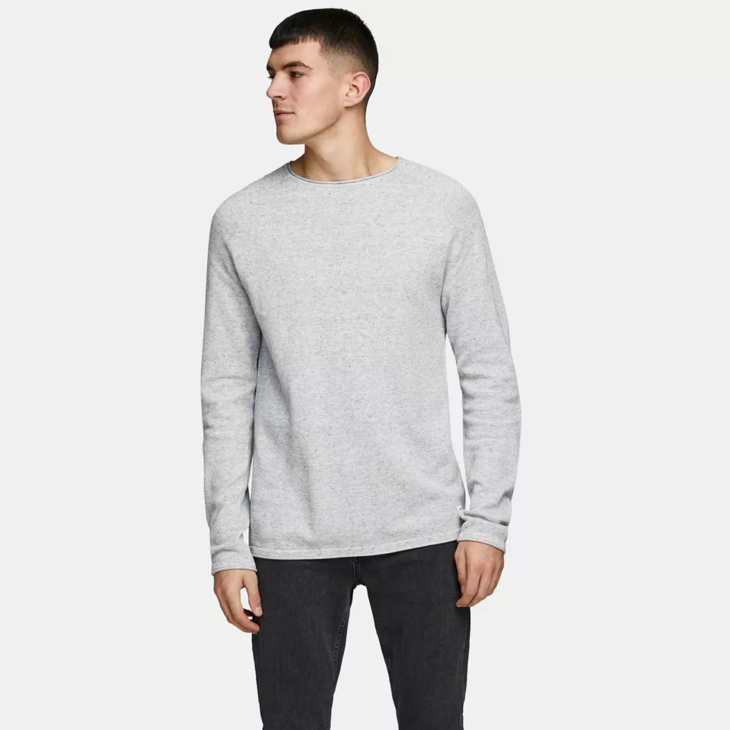 Jack & Jones Pull Hill Light Grey Melange M Homme
