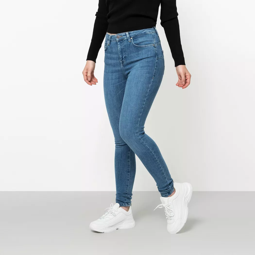Skinny-fit-Jeans ONLY "ONLPOWER – Skinny-Jeans mit Push-up-Effekt und High Waist", Damen, Gr. L (40), Länge 32, blau (light blau denim), Denim/Jeans, Obermaterial: 92% Baumwolle, 6% Polyester, 2% Elasthan, skinny fit, Jeans, skinny fit, modisch, Denim, Ba