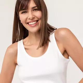 Manor Woman  Top, col rond, sans manches Blanc