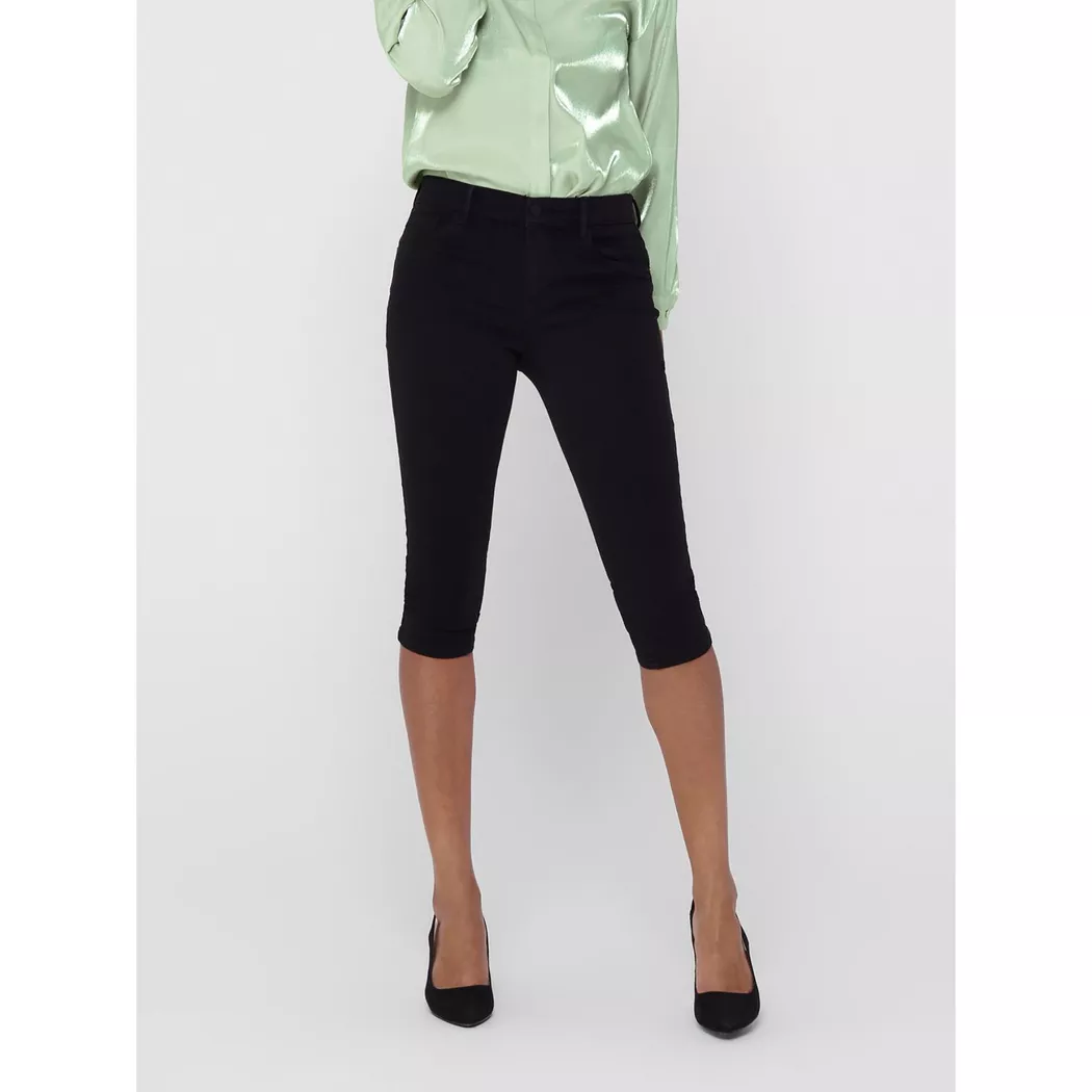 Caprijeans ONLY "ONLRAIN – Skinny Fit mit mittlerer Leibhöhe für moderne Silhouette", Damen, Gr. XS (34), N-Gr, schwarz, Denim/Jeans, Obermaterial: 53% Viskose, 29% Baumwolle, 17% Polyester, 1% Elasthan, unifarben, skinny fit knielang, Jeans, skinny fit, 