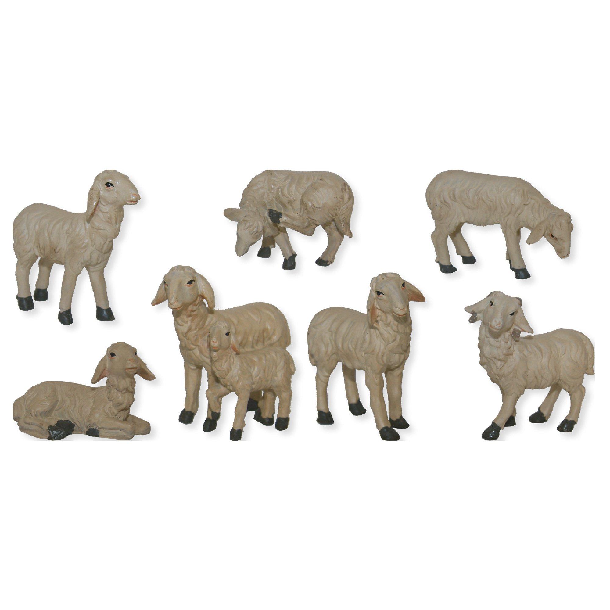 CREATIV DEKO Statuine per il presepe 7 pecore 