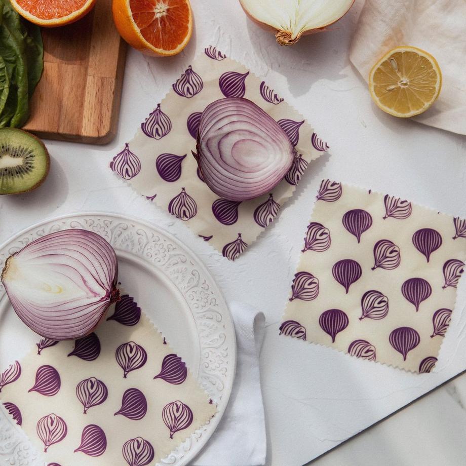  Emballages aliment. cire d'abeille, 2pcs Oignons 