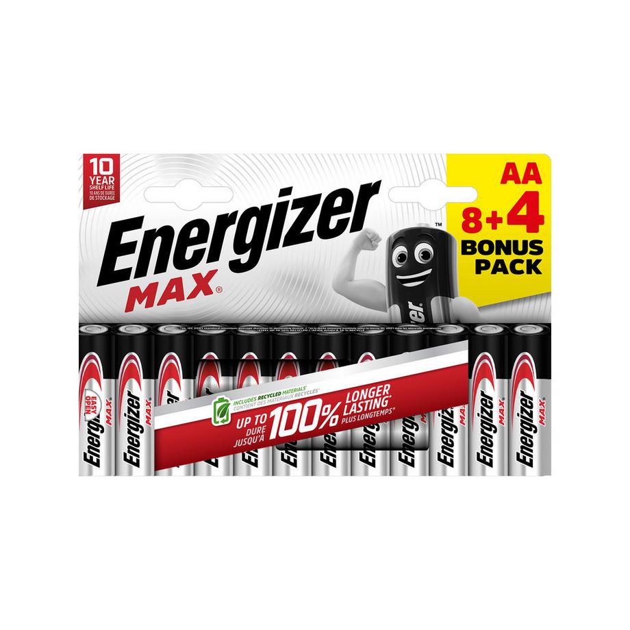 Energizer Max (AA) Piles alcalines, 8+4 pièces 
