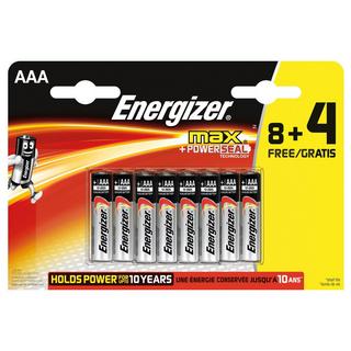 Energizer Max (AAA) Alkaline-Batterien, 8 + 4 Stück 