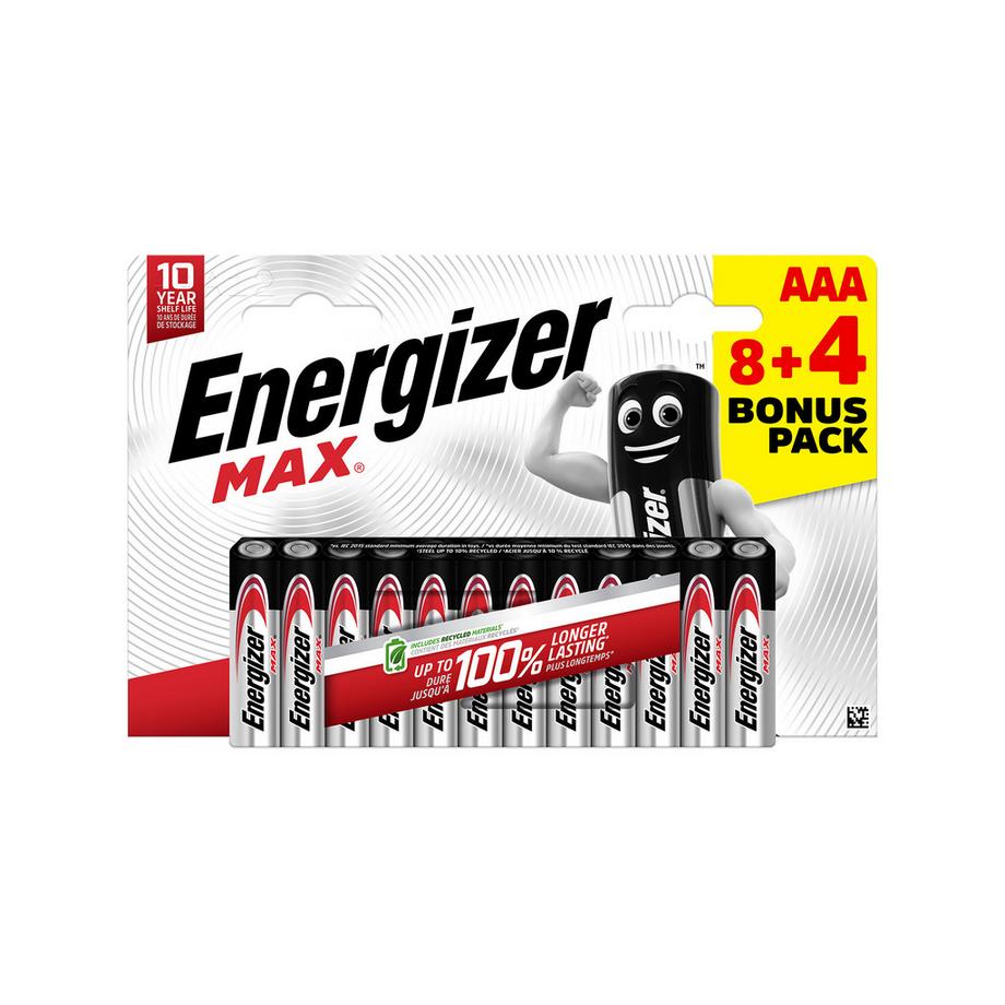 Energizer Max (AAA) Piles alcalines, 8+4 pièces 
