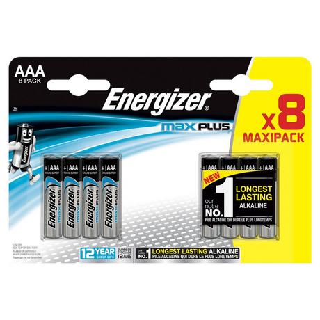 Energizer Max Plus (AAA) Batterie alcaline, 8+4 pezzi 