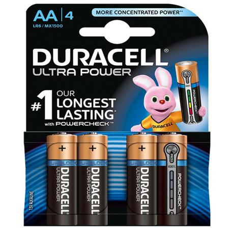 DURACELL Ultra Power (AA, LR6, MX1500) Alkaline-Batterien, 4 Stück 
