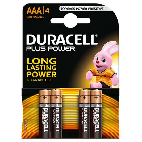 DURACELL Plus Power (AAA, LR3, MN2400) Batterie alcaline, 4 pezzi 