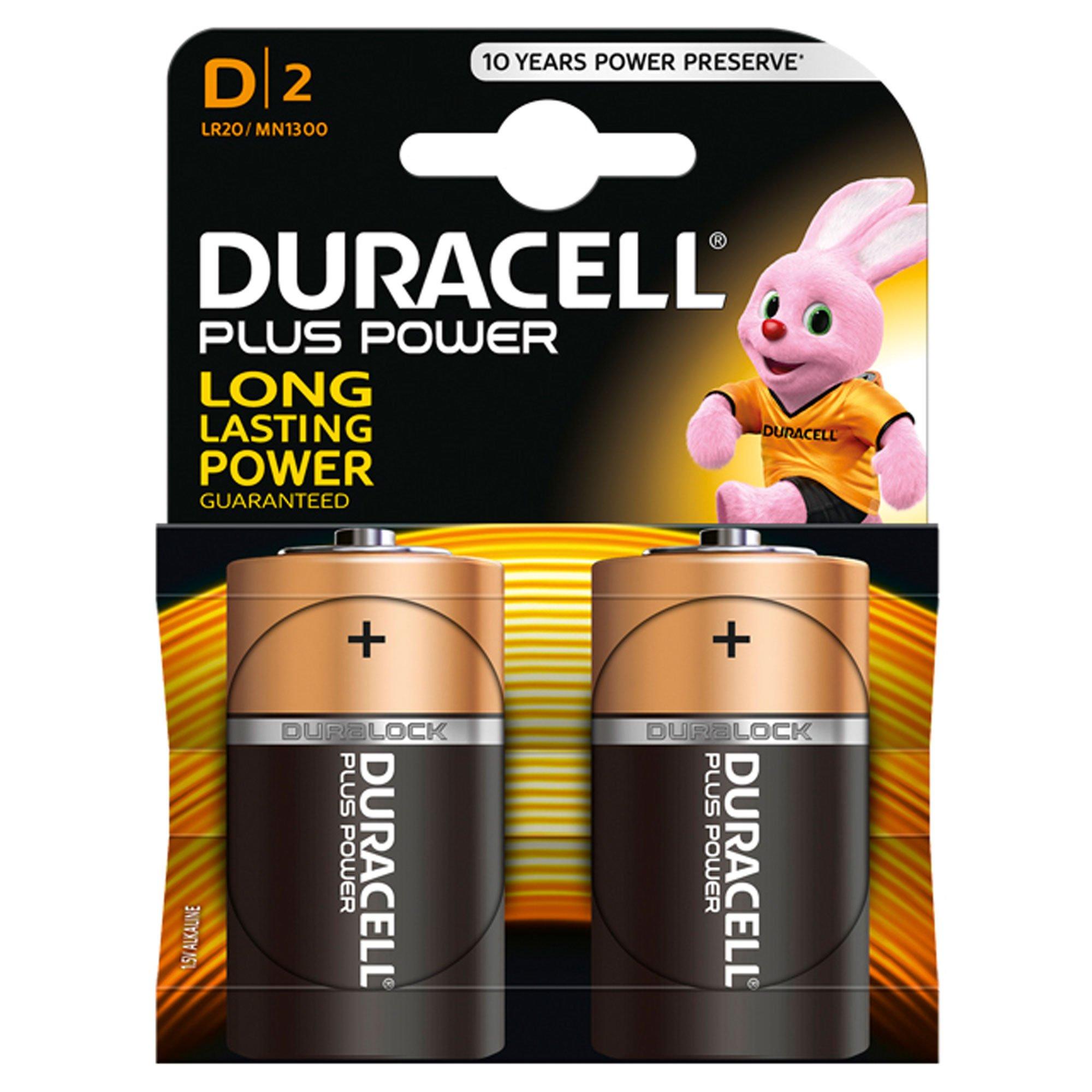 Image of DURACELL Plus Power (D, LR20, MN1300) Alkaline-Batterien, 2 Stück - D(LR20)