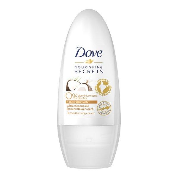 Image of Dove Kokos & Jasmin Alufrei Deodorant Pflegegeheimnisse mit Kokos- und Jasminblütenduft 0% Aluminiumsalze Roll-On - 50ml