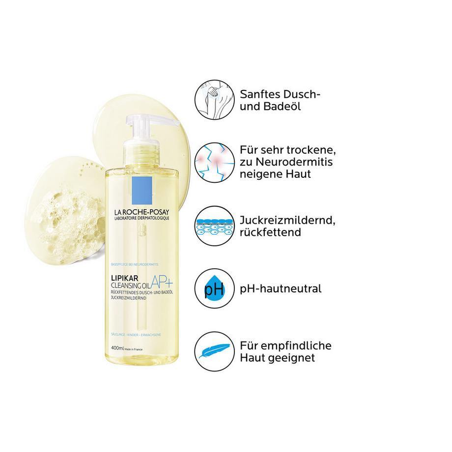 LA ROCHE POSAY  Lipikar Badeöl AP+
 Lipikar HUILE DE DOUCHE ET DE BAIN AP+ Huile de douche et de bain relipidante 