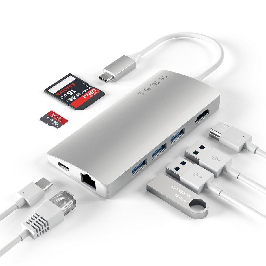 SATECHI USB-C Multiport Adapter 4K HDM Argent USB-C Multipo 
