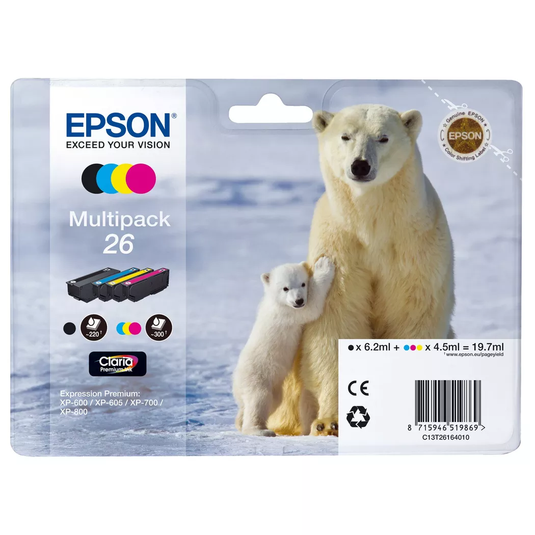 Epson – T261640, Multipack, Tintenpatronen, Cyan, Magenta, Yellow, Black