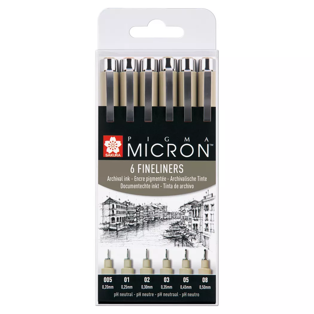 SAKURA Pigma Micron Set POXSDK6 0.2-0.5mm 6 Stück