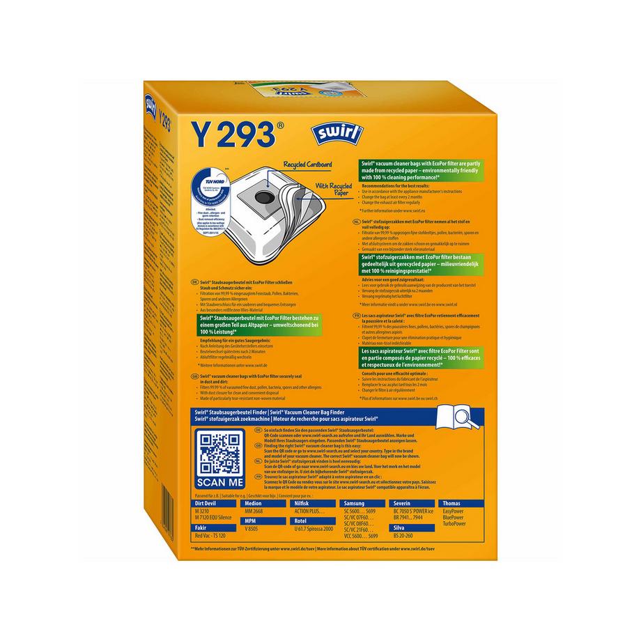 swirl Staubsaugerbeutel Y293 MicroPor Plus Airspace 