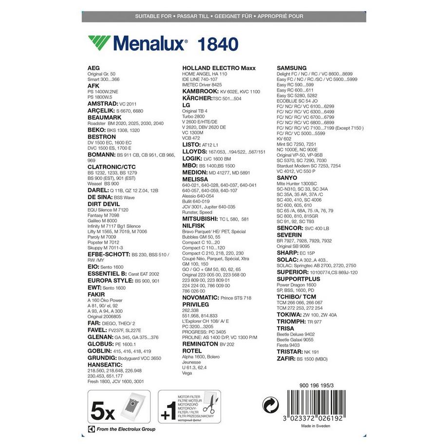 Menalux Staubsaugerbeutel 1840 