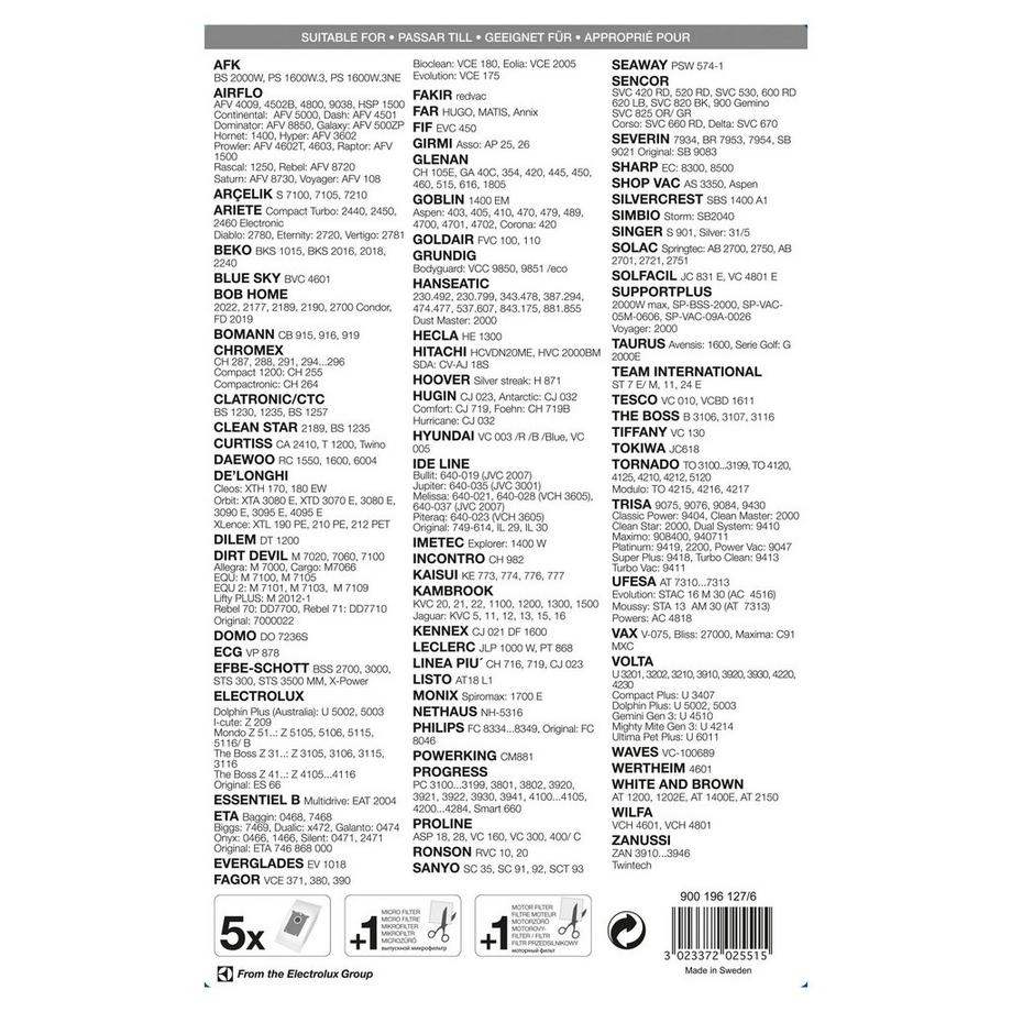 Menalux Sacchetto per aspirapolvere 1900 