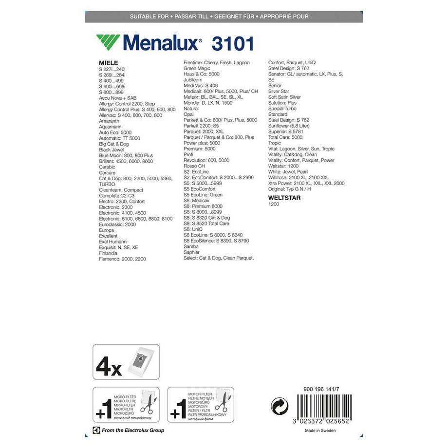 Menalux Sacchetto per aspirapolvere 3101 
