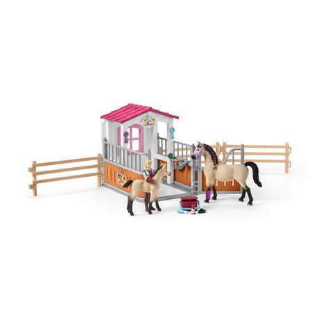 Schleich  42369 Box avec chevaux arabes et soigneuse de chevaux 
