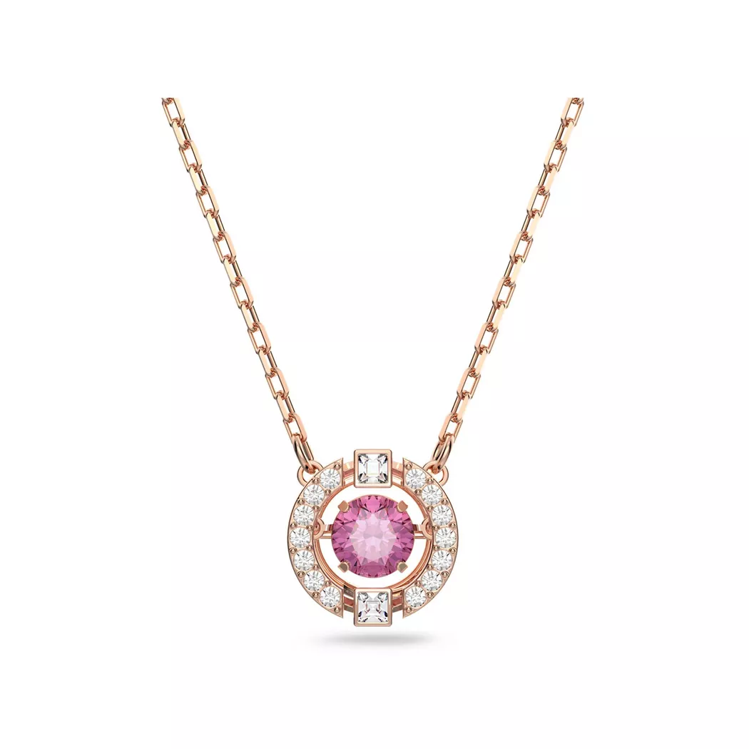 Kette mit Anhänger SWAROVSKI "Una Sparkling Dc", rosa (roségoldfarben, kristallweiß), Halsketten, Damen, Metall, L: 42, mit Swarovski Kristall