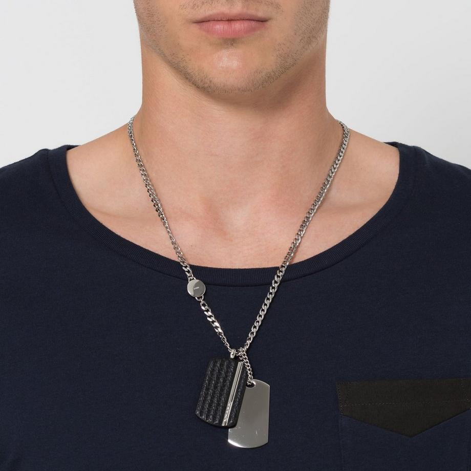DIESEL Double Dog Tag Halskette mit Anhänger 
