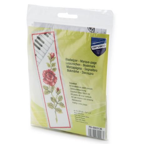 Vervaco Segnalibro Rosa con pianoforte, 6x20 cm 