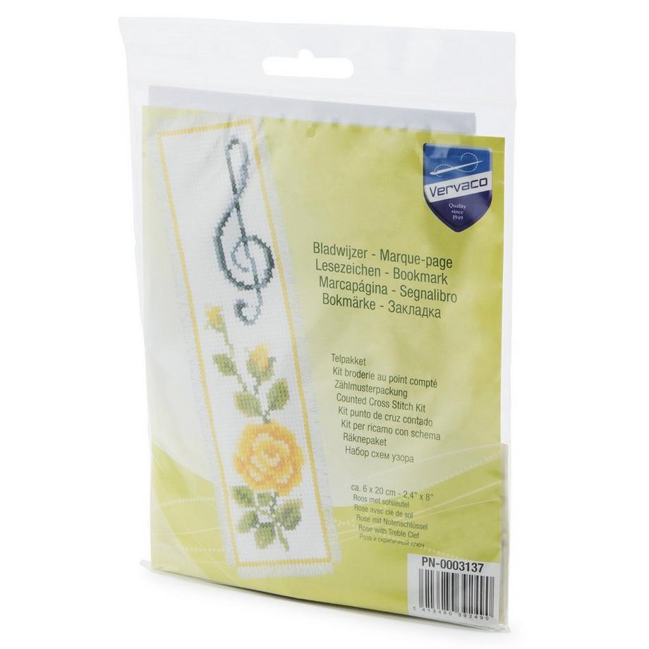 Vervaco Lesezeichen Rose mit Notenschlüssel, 6x20 cm\n 