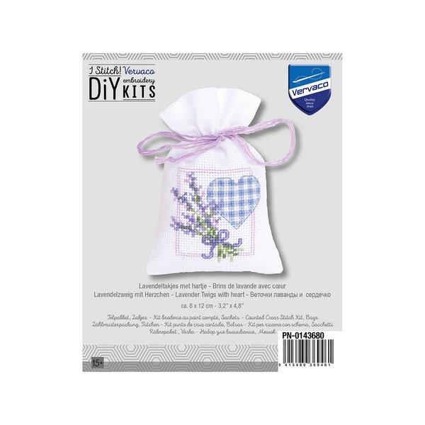 Vervaco Bustina alle erbe  Lavanda con cuore, 8x12 cm 