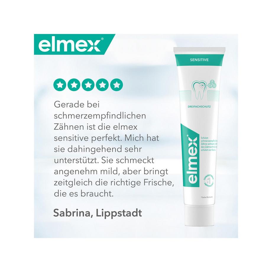 elmex SENSITIVE PLUS Sensitive Dentifricio Per Un'efficace Protezione Dalla Sensibilità Per 24 Ore Se Usato Due Volte Al Giorno 