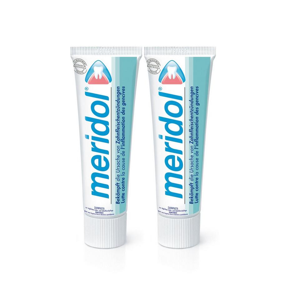 meridol Zahnfleischschutz Protezione Gengive Dentifricio, Combatte La Causa Del Sanguinamento Delle Gengive, Duo 