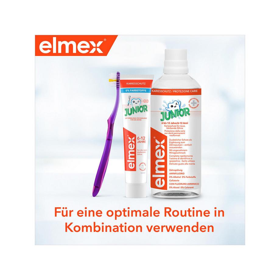 elmex JUNIOR Junior 6-12 Jahre Kinder-Zahnpasta, Kariesschutz Für Die Neuen, Bleibenden Zähne 