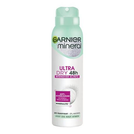 GARNIER  Mineral UltraDry Spray, Anti-Transpirant, intensiver Schutz vor Körpergeruch und Achselnässe, bis zu 48 h Wirkung 