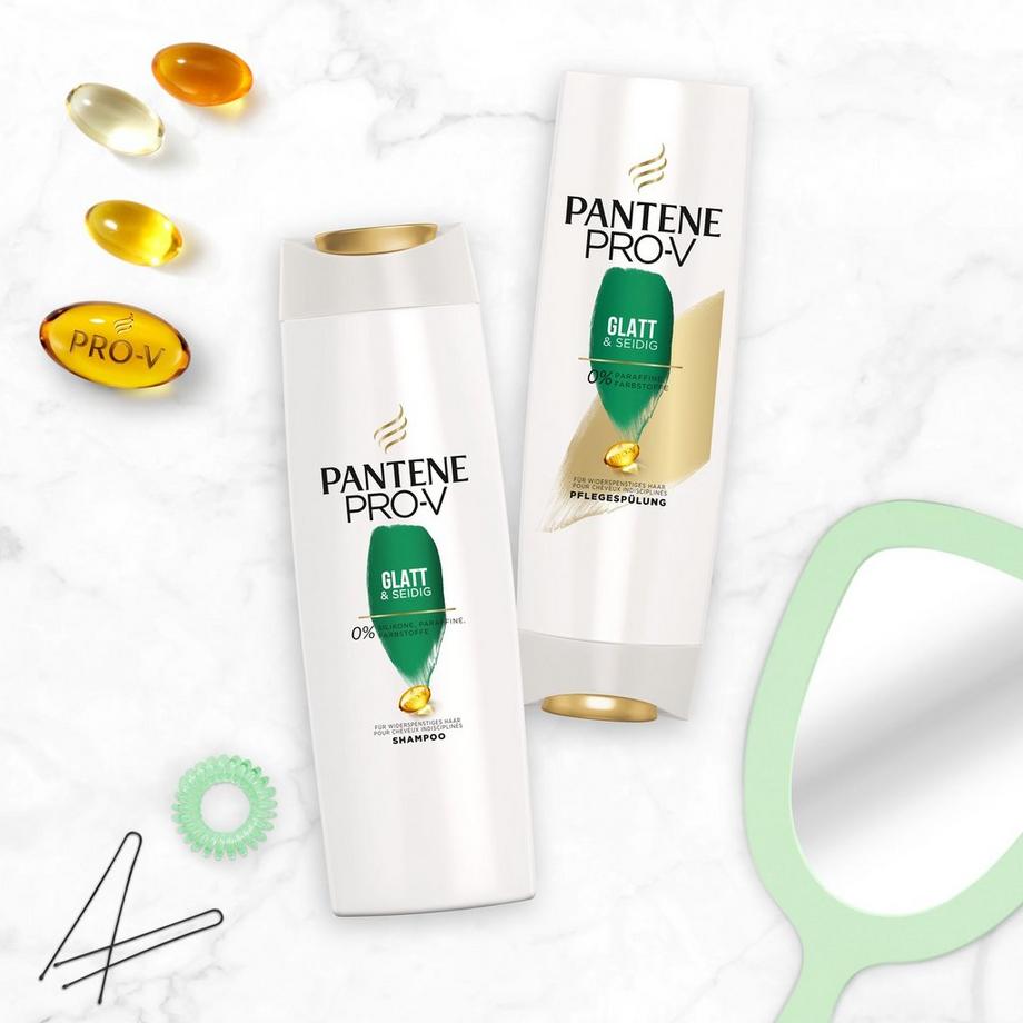 PANTENE  Pro-V Glatt & Seidig Shampoo, Für Widerspenstiges Haar 