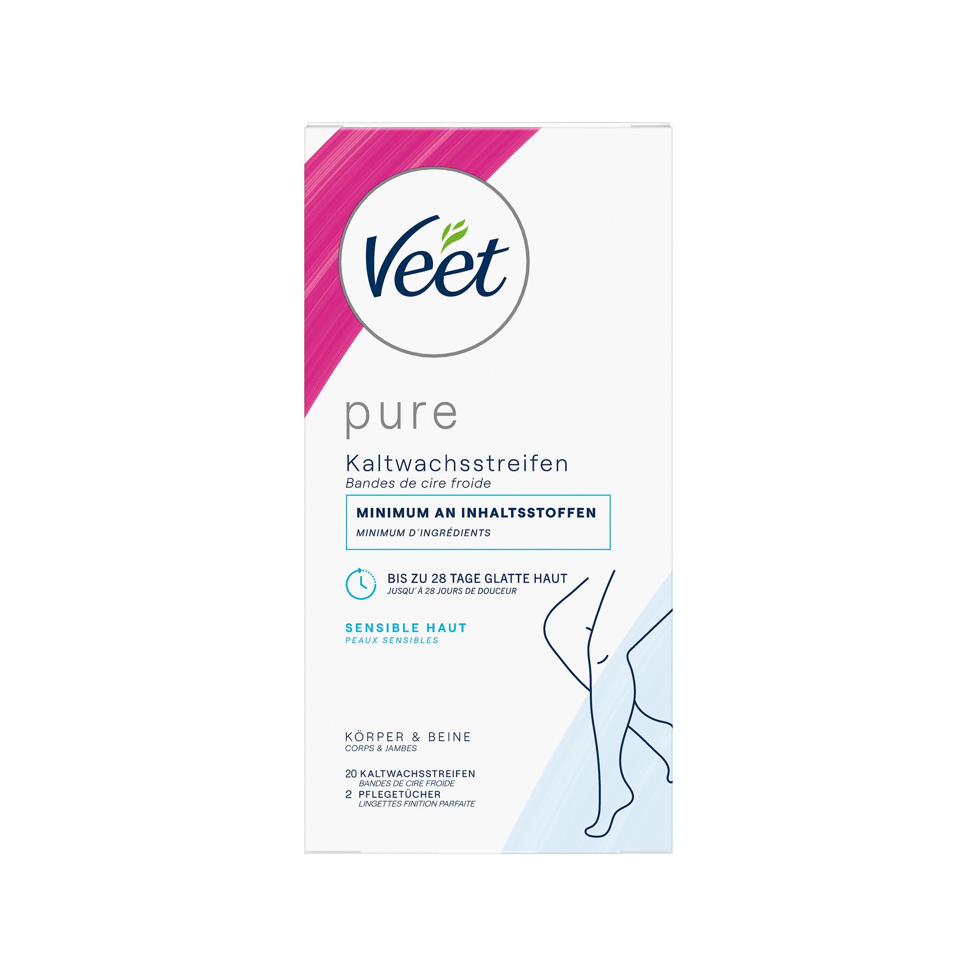 Veet Pure - Sensible Haut - Körper & Beine Bandes de Cire Froide Hair Minimizer - Peaux Sensibles  