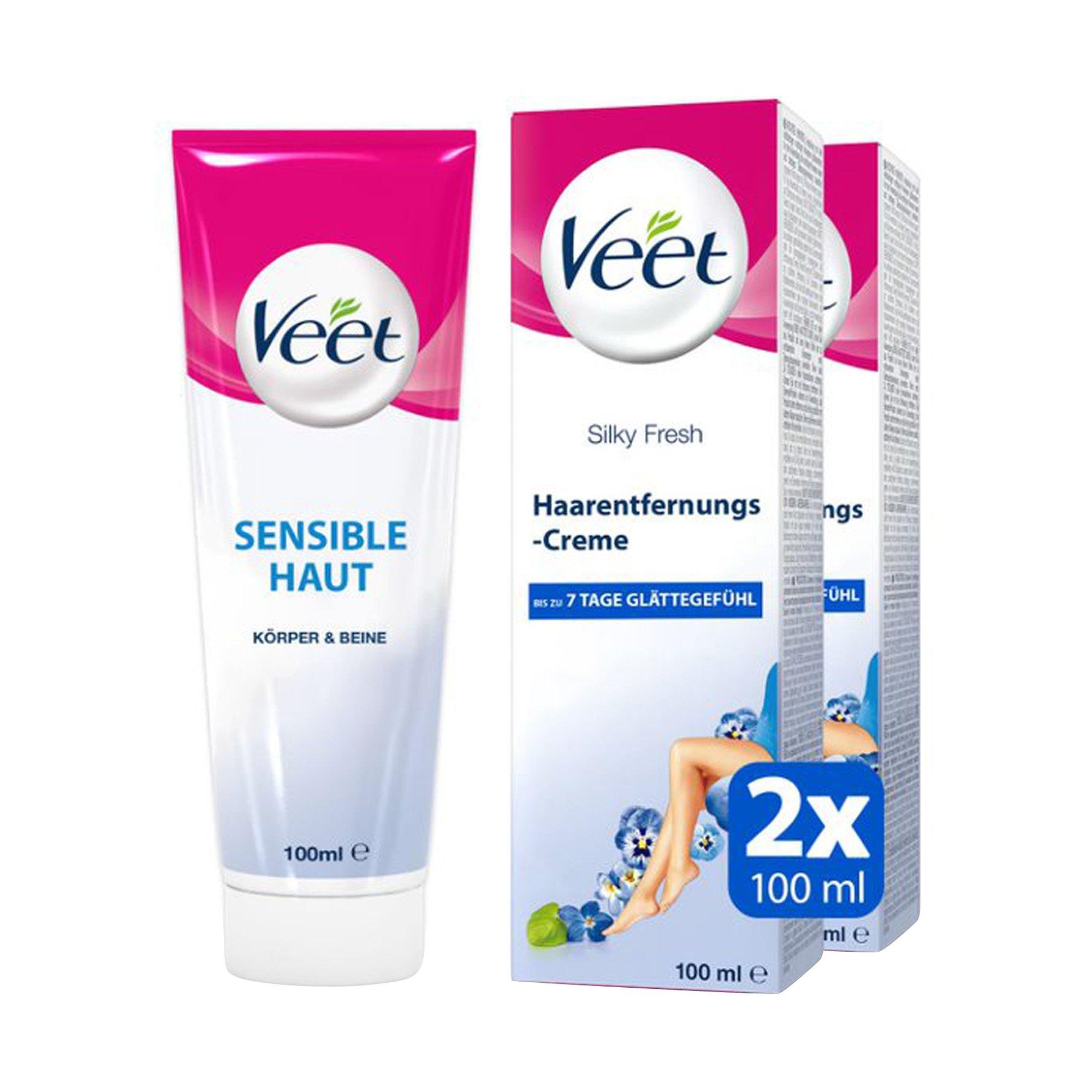 Veet Silky Fresh - Sensible Haut - Körper & Beine Crème Dépilatoire Pour Peaux Sensibles, DUO 