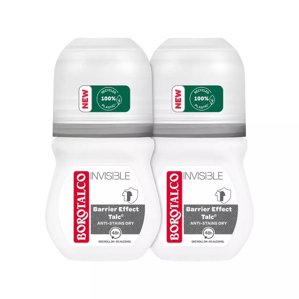 Borotalco - Deo Invisible Roll On Duo, 2x50 ml