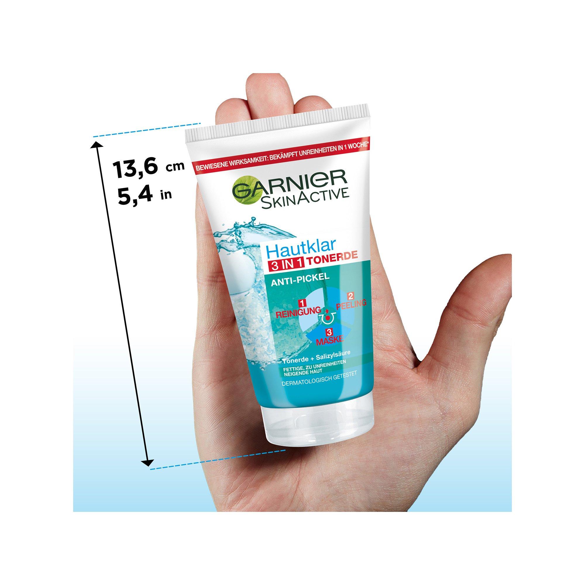 GARNIER Reinigung Skin Naturals Pure 3in1 Gel Nettoyant + Peeling + Masque 