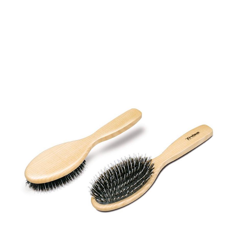 Trisa Natural Brilliance Large De Luxe Spazzola con cuscinetto in gomma, setole naturali e punte in nylon 