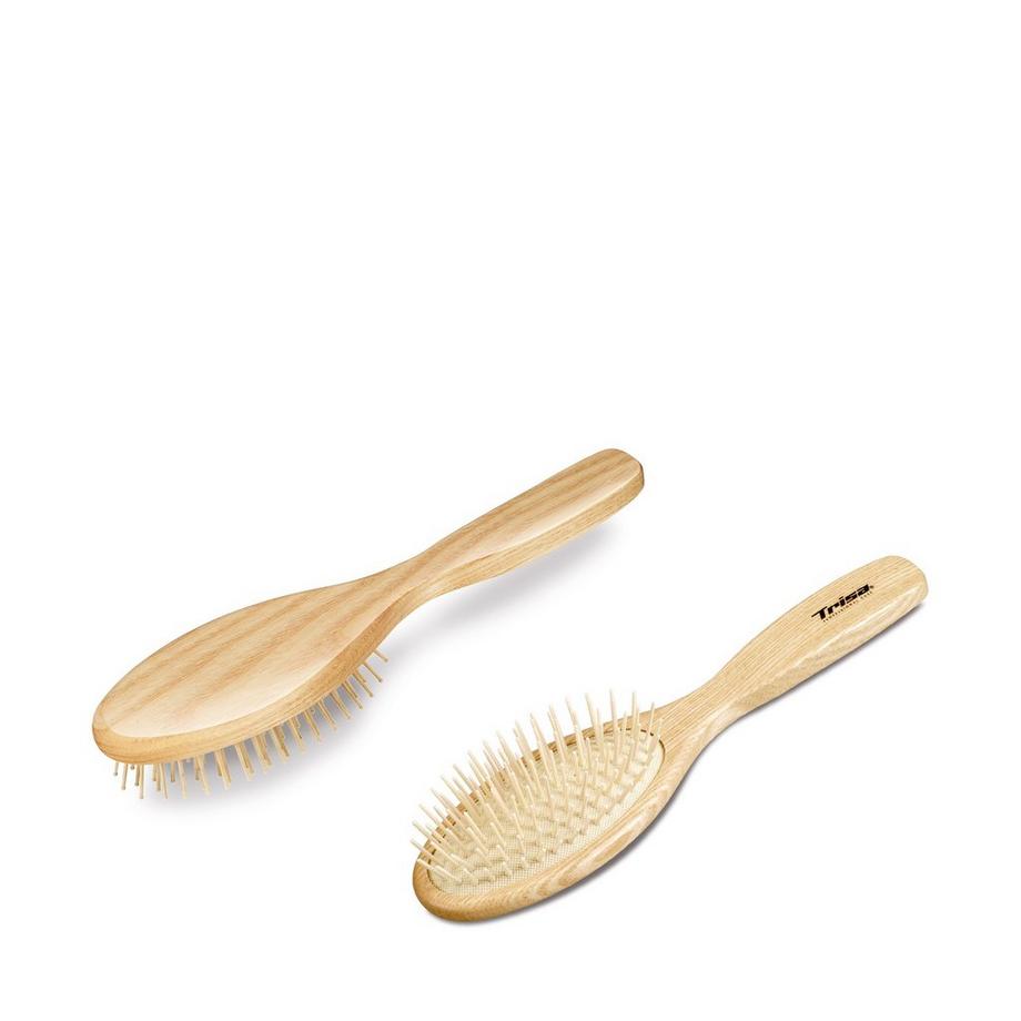 Trisa Natural Antistatic Large De Luxe Gummibürste, Holzstifte 