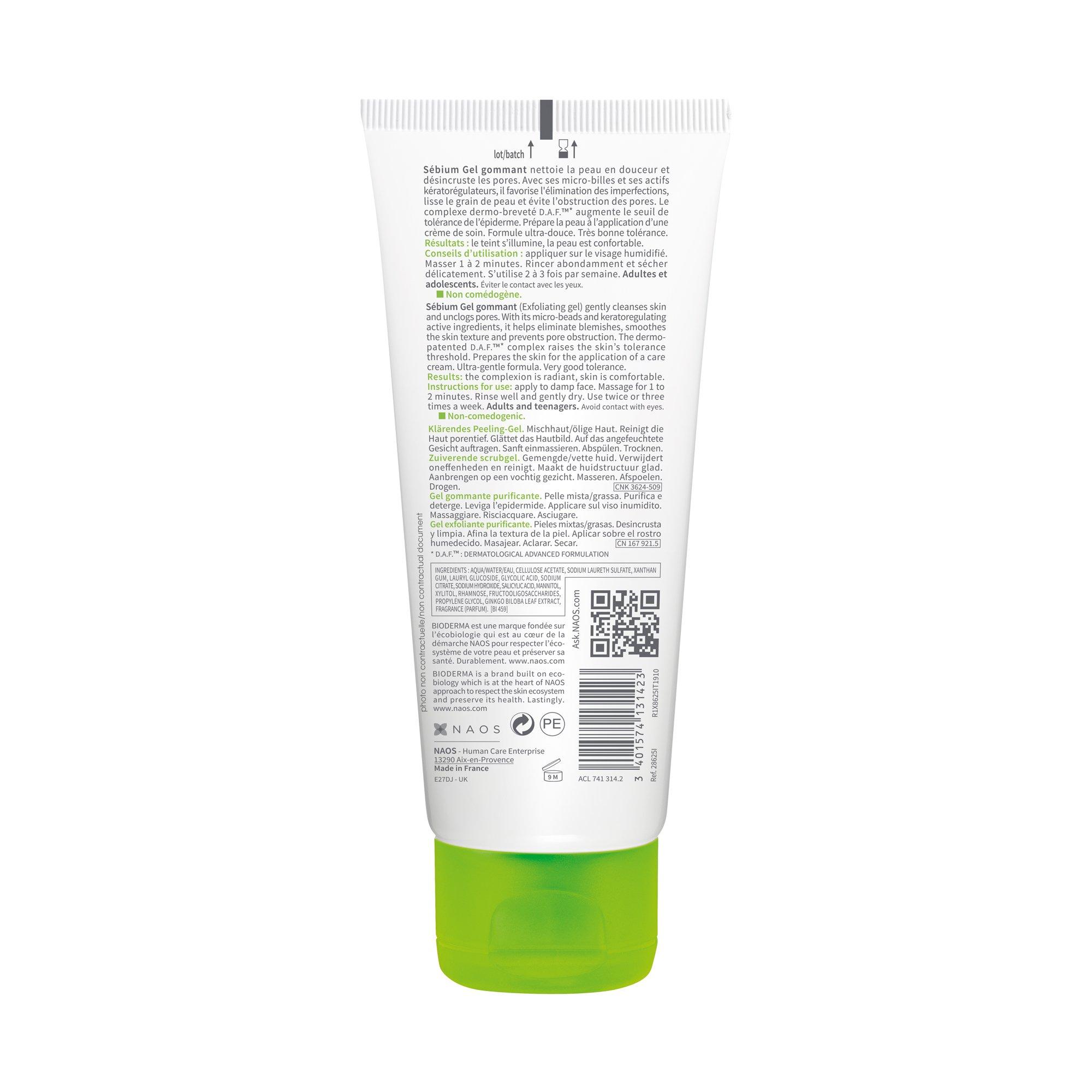 BIODERMA  Sébium Gel Gommant, Gel Exfoliant Purifiant 