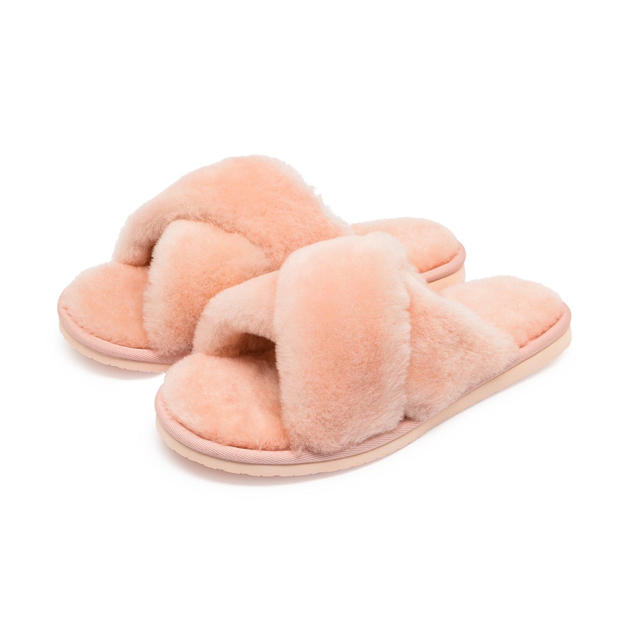 Warm & Comfy Pelle di pecora Slippers Cross 