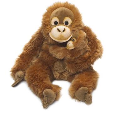 Orang utan avec bébé peluche, 25 cm