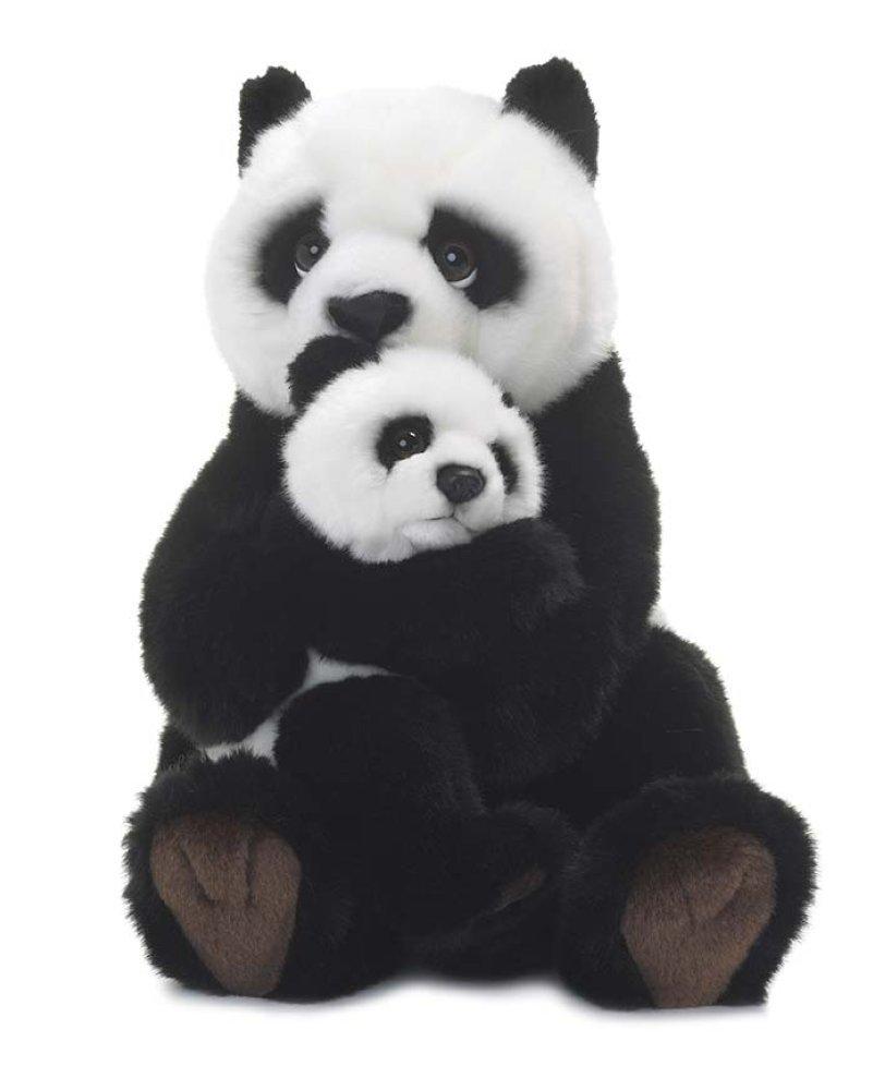 WWF  Panda avec bébé peluche, 28 cm 