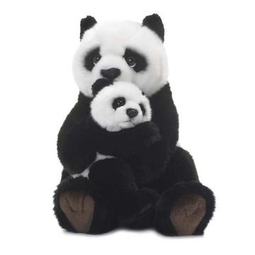 Panda avec bébé peluche, 28 cm