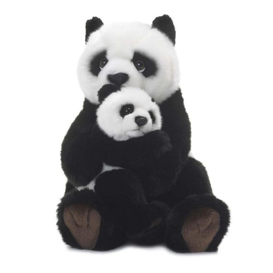Plüsch Panda mit Baby, 28 cm