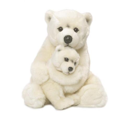 WWF  Plüsch Eisbär mit Baby, 28 cm 