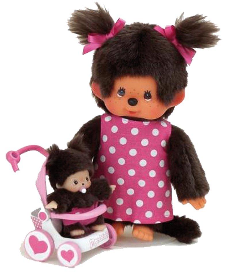 Monchhichi  Set Mutter, Kinderwagen und Baby 