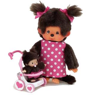 Monchhichi  Set Mutter, Kinderwagen und Baby 