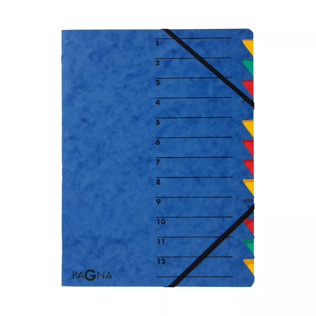 PAGNA trieur 'EASY', A4, carton, 12 compartients, bleu